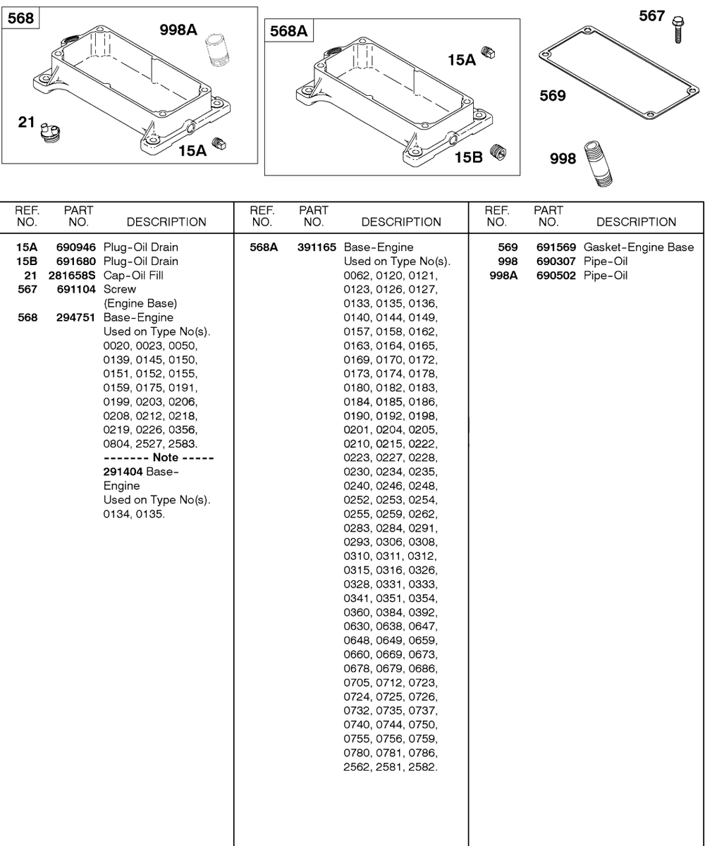 Engine Base Diagram and Parts List for 326431-0129-XX  Briggs and Stratton Engine